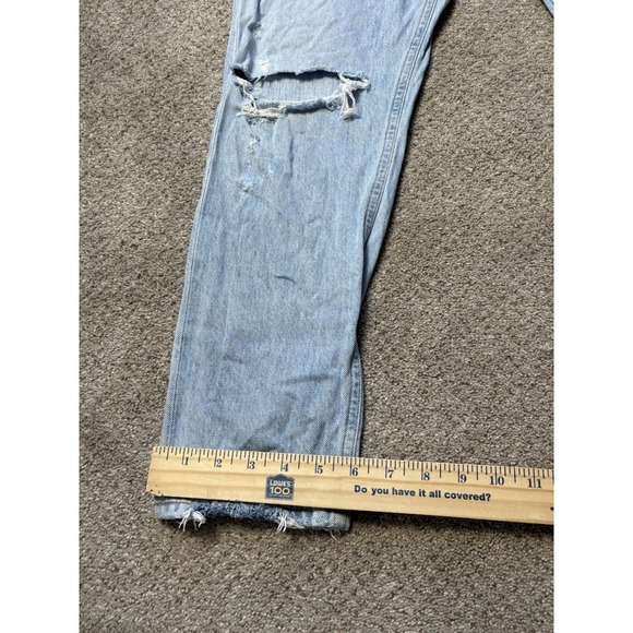 AGOLDE Riley Jeans Womens 29 High Rise Straight Distressed Light Blue Wash Denim - Picture 8 of 9
